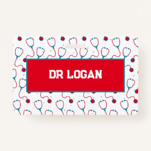 Doctor name custom stethoscope medical gift ID badge