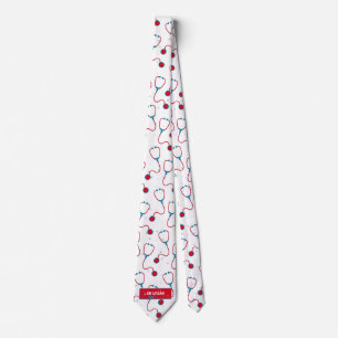 Doctor name custom stethoscope medical gift tie