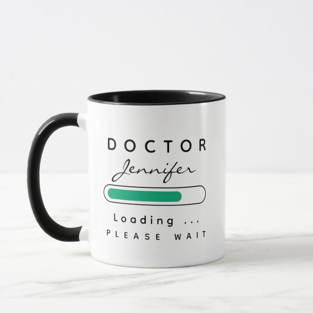 DOCTOR [Name] Loading Black & White Mug (Left)