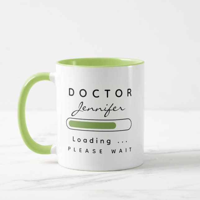 DOCTOR [Name] Loading Green & White Mug (Left)