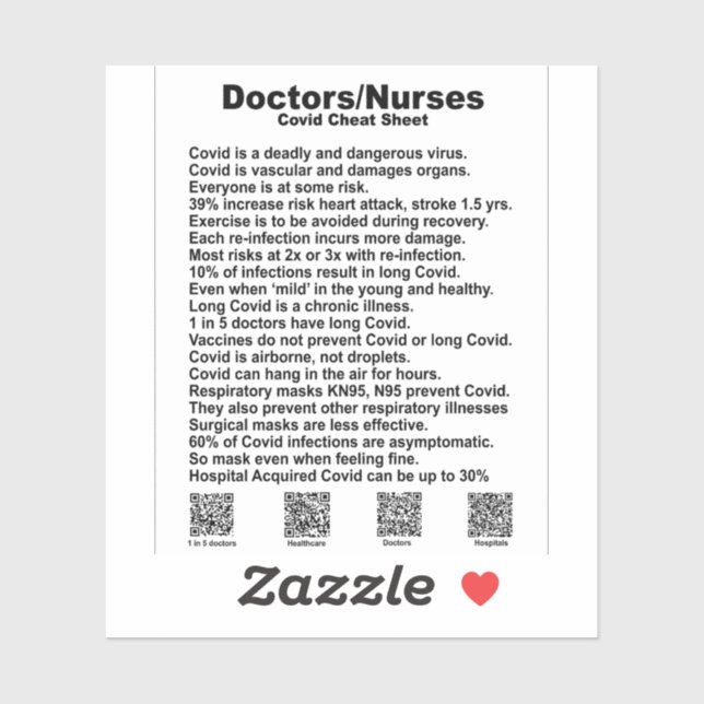 Doctor/nurse cheat sheet vinyl sticker (Sheet)