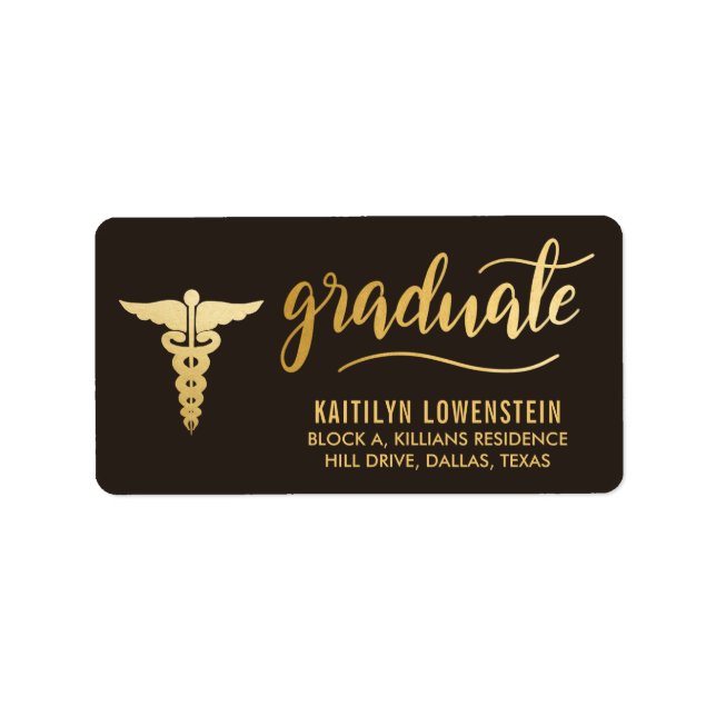 Doctor | Nurse | Graduate Gold Handwritten Script Label (Front)