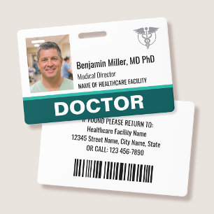 Doctor Nurse ID Badge Photo Logo Modern Red