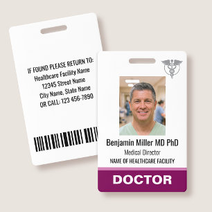 Doctor Nurse ID Badge Photo Logo Physician Berry