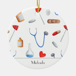 Doctor Nurse Medical Equipment Photo Christmas Ceramic Ornament