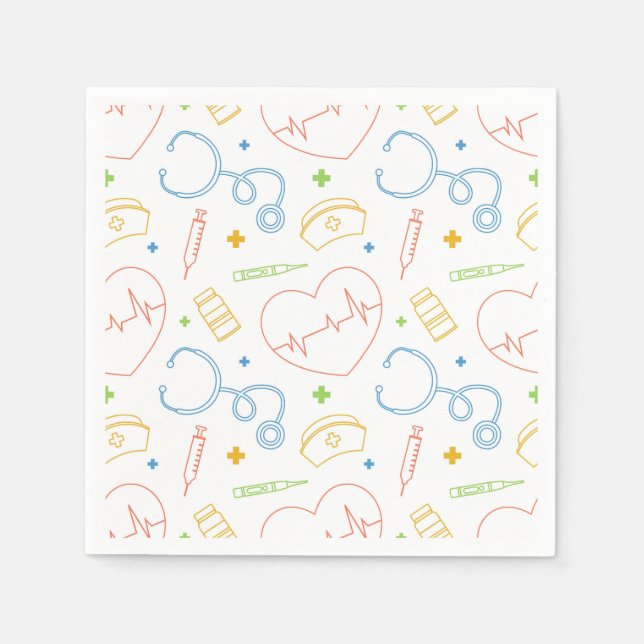 Doctor Nurse Medical Healthcare Emergency Napkin (Front)