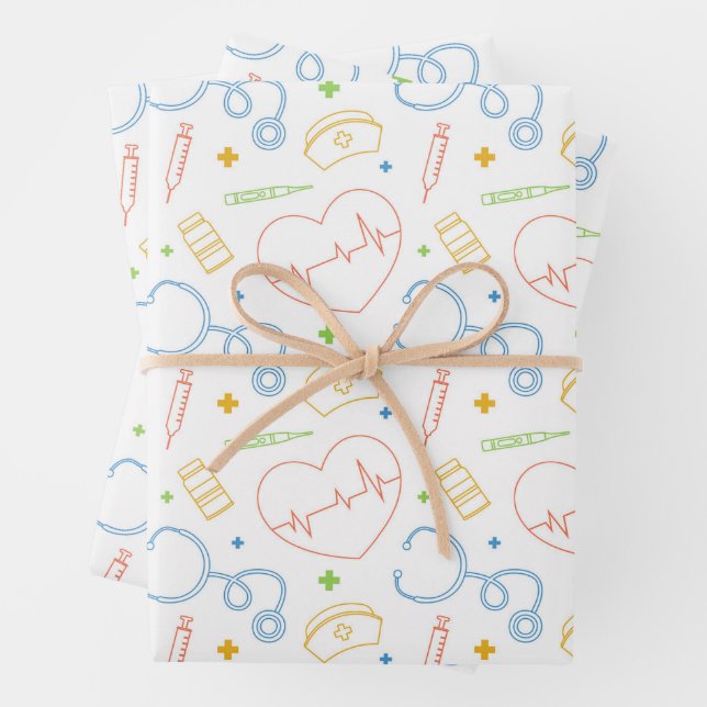 Doctor Nurse Medical Healthcare Emergency Wrapping Paper Sheet (In situ)
