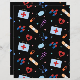 Doctor Nurse Medical Pattern Scrapbook Paper 