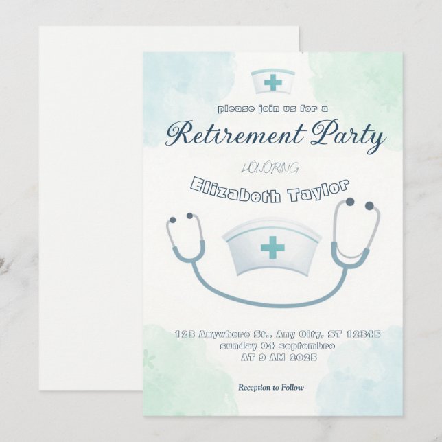 Doctor nurse retirement invitation (Front/Back)