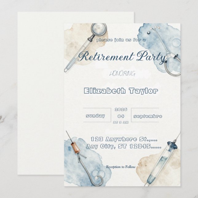 Doctor nurse retirement invitation (Front/Back)