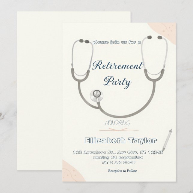 Doctor nurse retirement invitation (Front/Back)