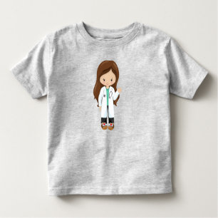 Doctor, Nurse, Stethoscope, Lab Coat, Brown Hair Toddler T-Shirt