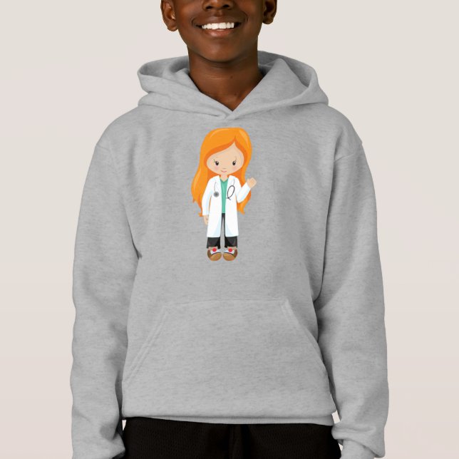 Doctor, Nurse, Stethoscope, Lab Coat, Orange Hair (Front)