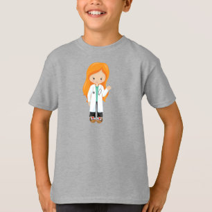 Doctor, Nurse, Stethoscope, Lab Coat, Orange Hair T-Shirt