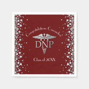 Doctor Nursing Practice Graduation Maroon Silver Napkin