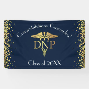 Doctor Nursing Practice Graduation Navy Blue Gold Banner
