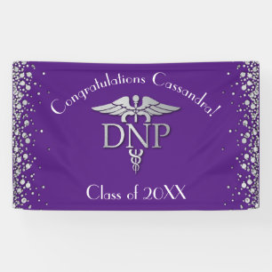 Doctor Nursing Practice Graduation Purple Silver Banner