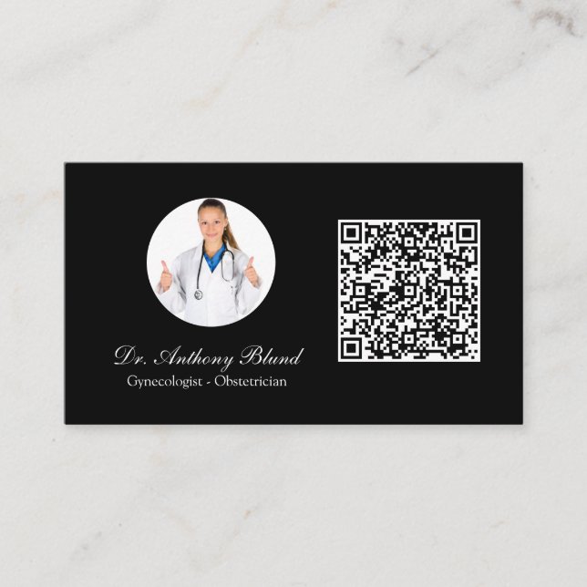 Doctor OBGYN Obstetrician Gynaecologist Black Business Card (Front)