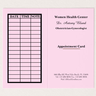 Doctor Obstetrician-Gynaecologists Appointment Car Business Card