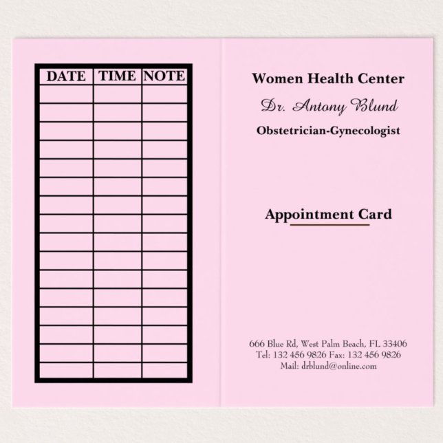 Doctor Obstetrician-Gynaecologists Appointment Car Business Card (Creator Uploaded)