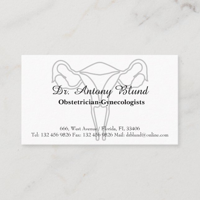 Doctor Obstetrician OBGYN Elegant Uterus Cervix Business Card (Front)