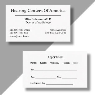 Doctor Of Audiology Simple Appointment Business Card