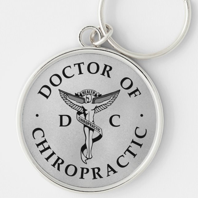 Doctor of Chiropractic Logo on Silver Background Key Ring (Front)