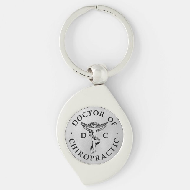 Doctor of Chiropractic Logo on Silver Background Key Ring (Front)