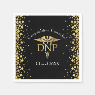 Doctor of Nursing Practice Graduation Black Gold Napkin