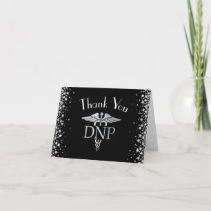 Doctor of Nursing Practice Graduation Black Silver Thank You Card