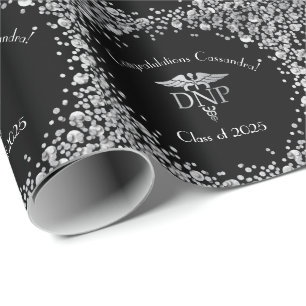 Doctor of Nursing Practice Graduation Black Silver Wrapping Paper