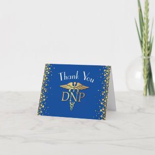 Doctor of Nursing Practice Graduation Blue Gold Thank You Card