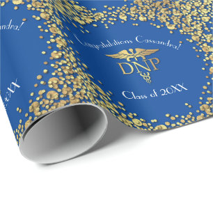 Doctor of Nursing Practice Graduation Blue Gold Wrapping Paper