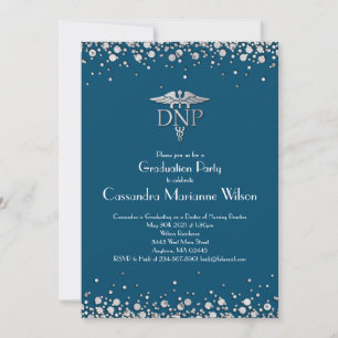 Doctor of Nursing Practice Graduation Blue Silver Invitation