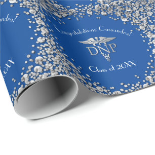 Doctor of Nursing Practice Graduation Blue Silver Wrapping Paper