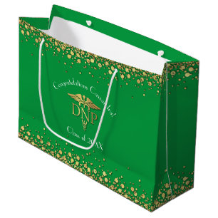 Doctor of Nursing Practice Graduation Green Gold Large Gift Bag