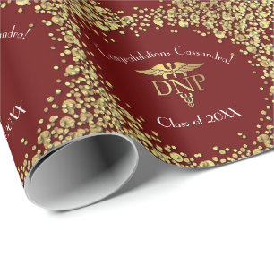 Doctor of Nursing Practice Graduation Maroon Gold Wrapping Paper