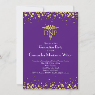 Doctor of Nursing Practice Graduation Purple Gold Invitation