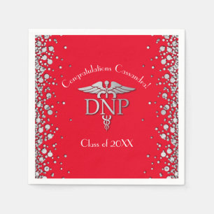 Doctor of Nursing Practice Graduation Red Silver Napkin