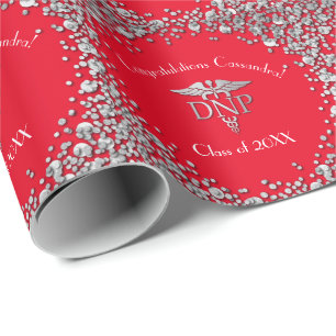 Doctor of Nursing Practice Graduation Red Silver Wrapping Paper