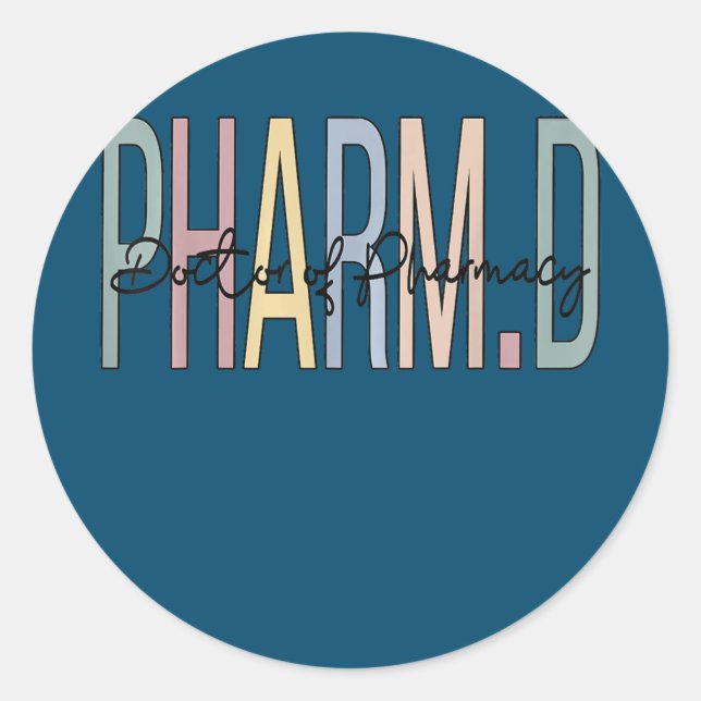 Doctor Of Pharmacy Boho PharmD  Classic Round Sticker (Front)