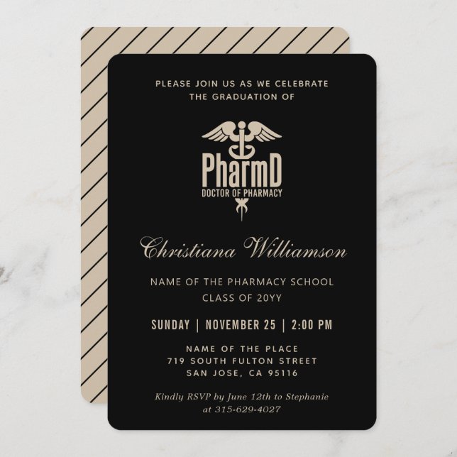 Doctor of Pharmacy PharmD Pharmacy Graduation Invitation (Front/Back)