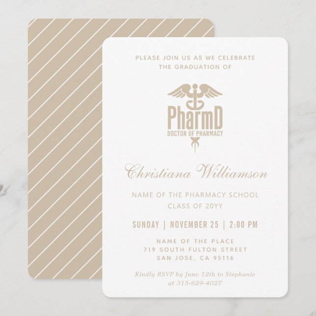 Doctor of Pharmacy PharmD Pharmacy Graduation Invitation (Front/Back)