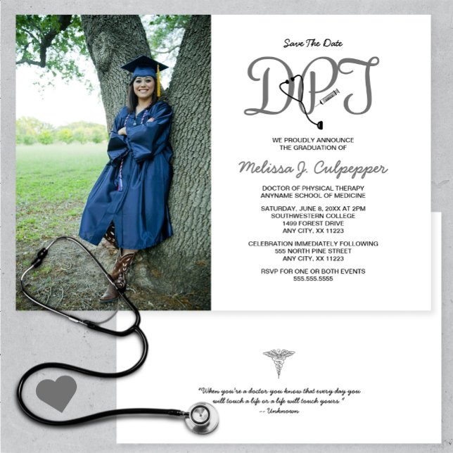 Doctor of Physical Therapy photo graduation Invitation (Creator Uploaded)