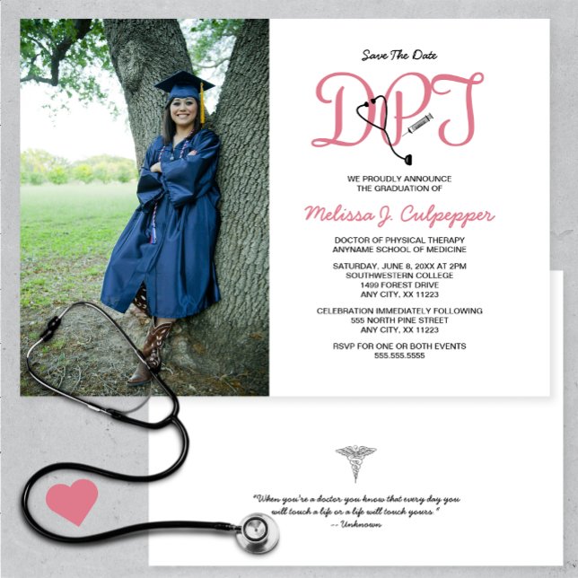Doctor of Physical Therapy photo graduation Invitation (Creator Uploaded)