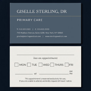 Doctor Office Blue Appointment Reminder Business Card