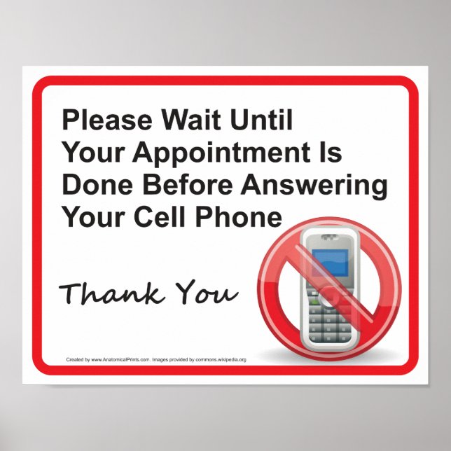 Doctor Office Cell Phone Reminder Wall Sign (Front)