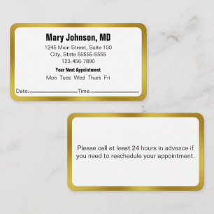 Doctor Office Gold White Your Next Appointment Card