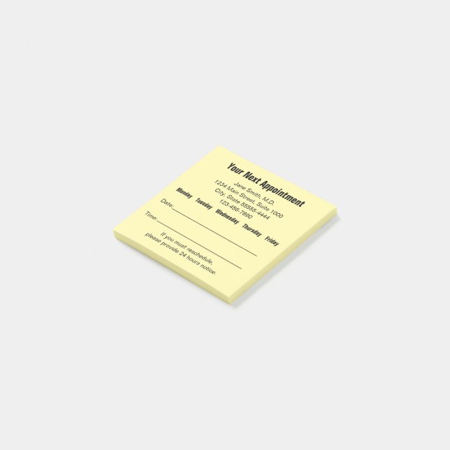 Doctor Office Your Next Appointment Reminder Cream Post-it Notes (Angled)