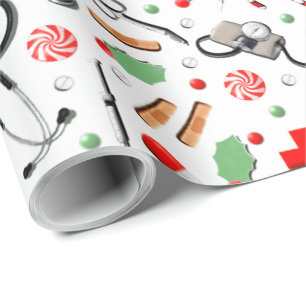 Doctor or Nurse Christmas Holiday Gift Wrapping Pa Paper